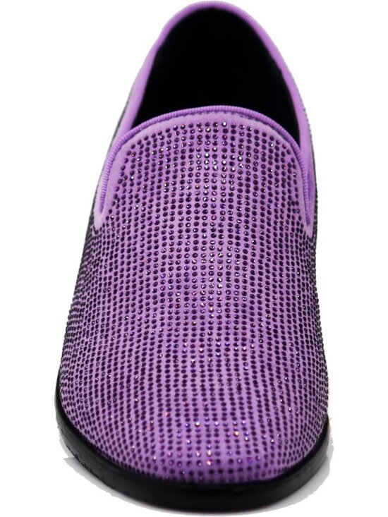 Enzo Romeo Men\'s Lavender Vintage Velvet Rhinestone Loafer Slip On Tuxedo Shoes main image 7